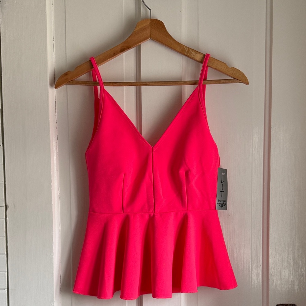 Olivaceous Hot Pink Peplum Cami NWT